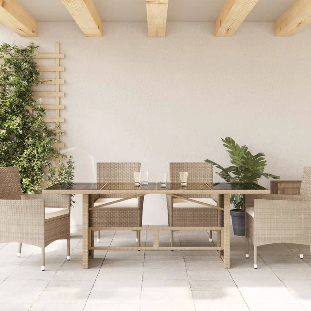 vidaXL vidaXL Garden Table with Acacia Wood Top Grey 190x80x75 cm Poly Rattan - Garden Table