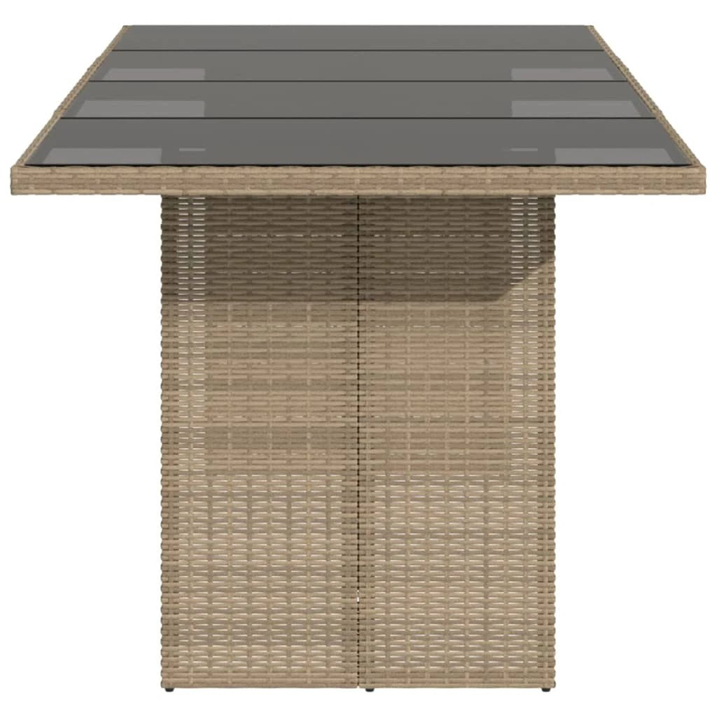 vidaXL vidaXL Garden Table with Acacia Wood Top Grey 190x80x75 cm Poly Rattan - Garden Table