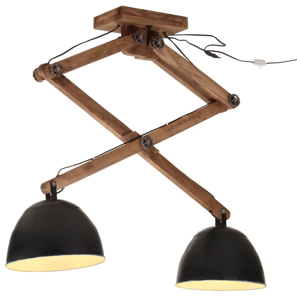 VidaXL Ceiling Lamp 29x18x85 Cm Vintage Mango Wood Dual Brass Shades Living Room by vidaXL