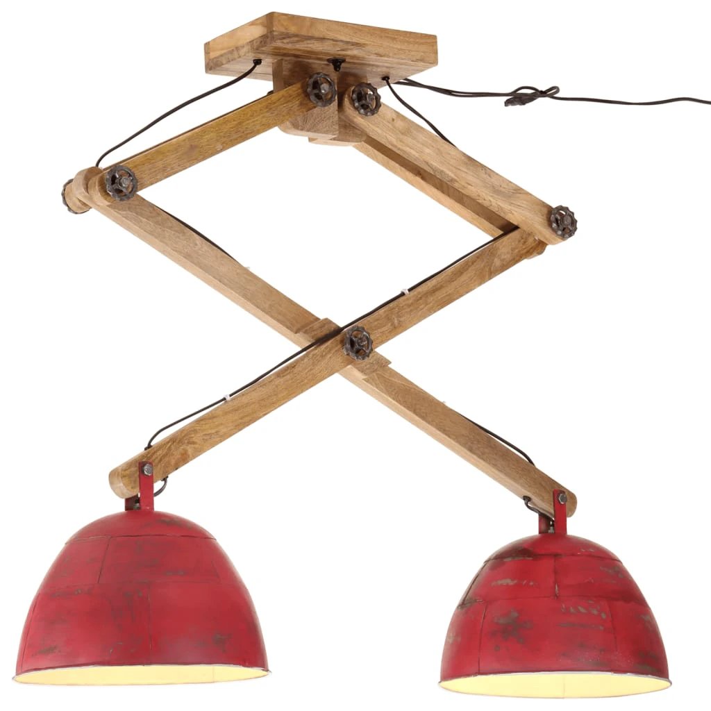 VidaXL Ceiling Lamp 29x18x85 Cm Vintage Mango Wood Dual Brass Shades Living Room by vidaXL