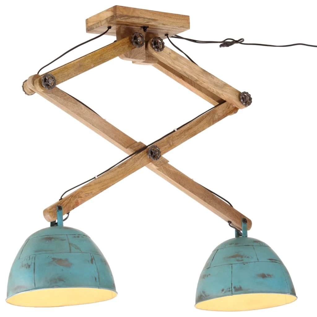 VidaXL Ceiling Lamp 29x18x85 Cm Vintage Mango Wood Dual Brass Shades Living Room by vidaXL
