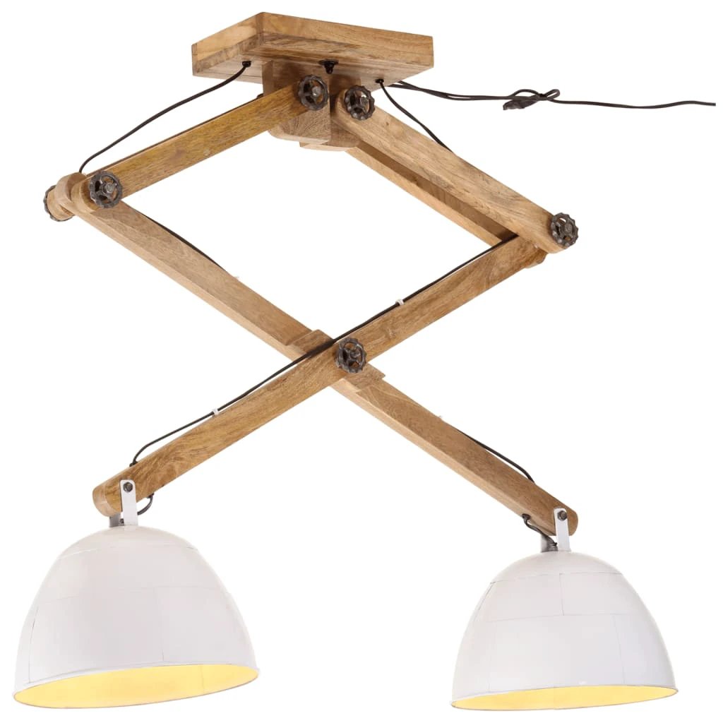 VidaXL Ceiling Lamp 29x18x85 Cm Vintage Mango Wood Dual Brass Shades Living Room by vidaXL
