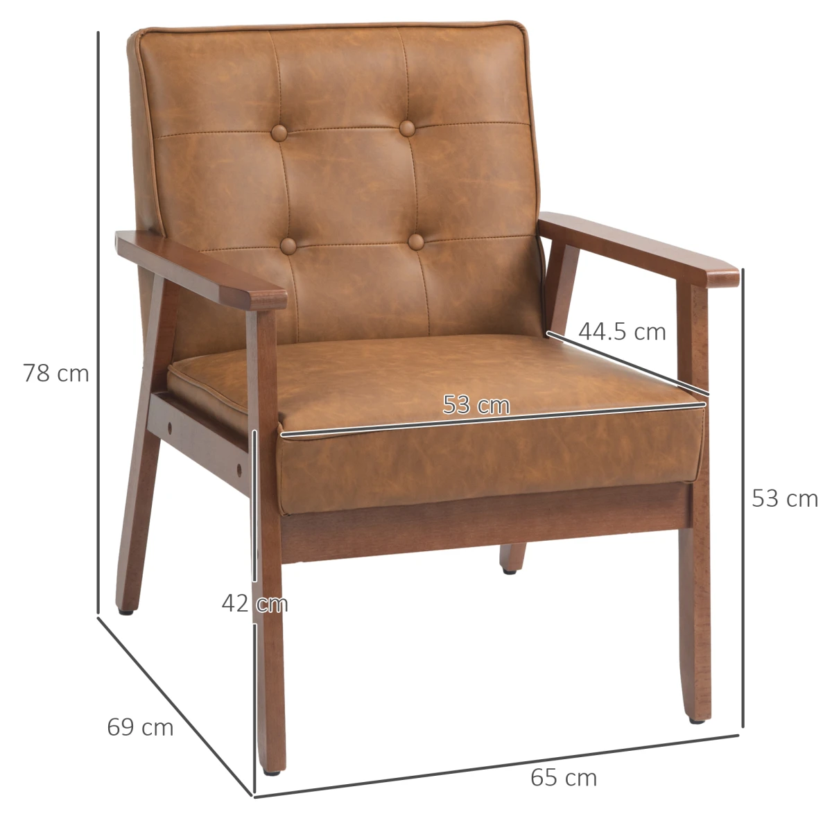 HOMCOM Accent Chair PU Leather Tufted Grey for Living Room - Accent Chair