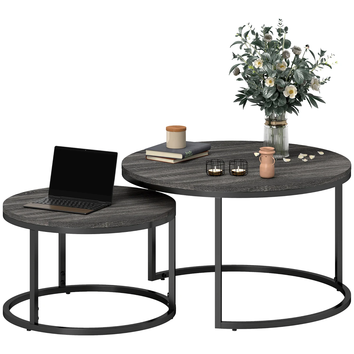HOMCOM Coffee Tables 40cm Wood Tops Small Spaces - Coffee Table