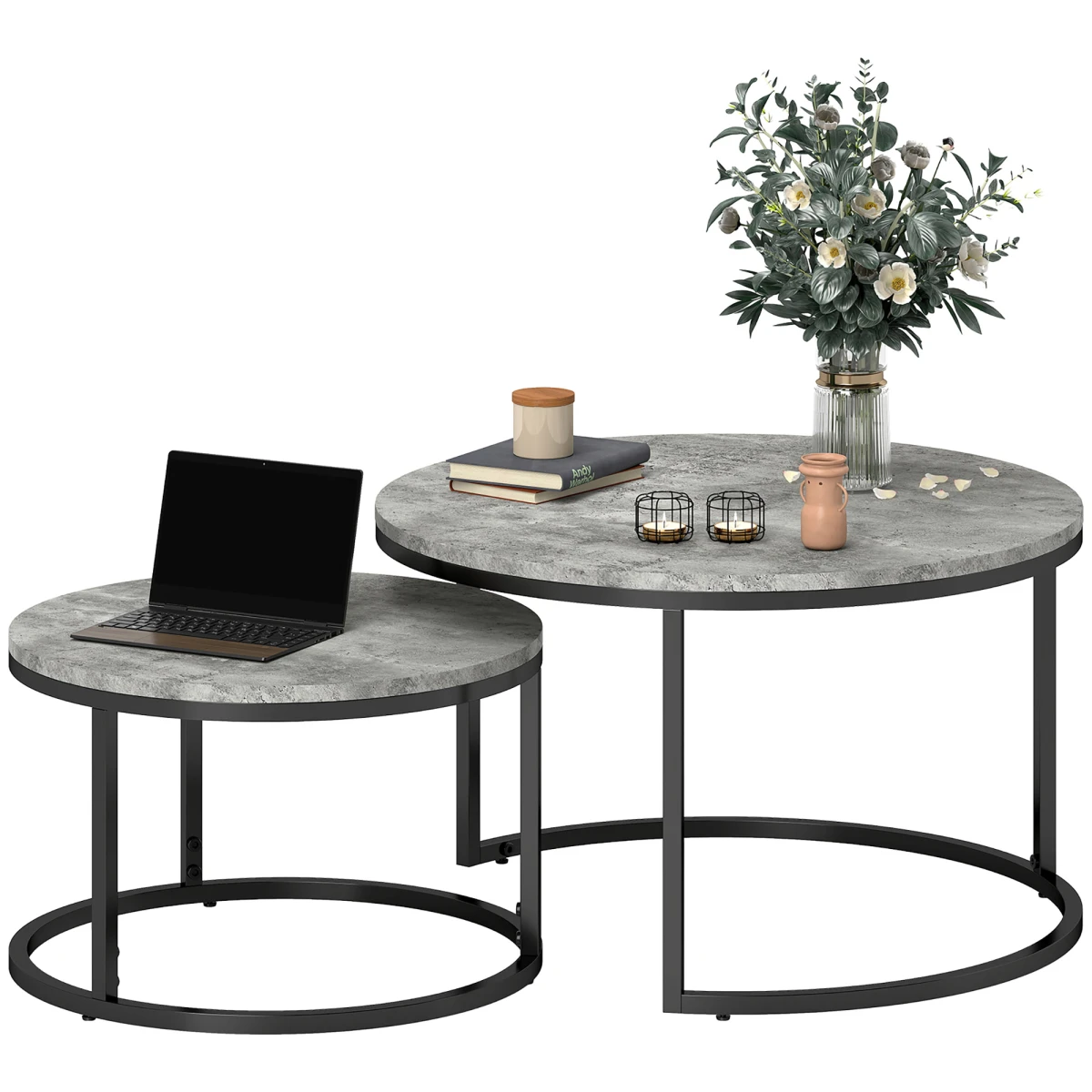 HOMCOM Coffee Tables 40cm Wood Tops Small Spaces - Coffee Table