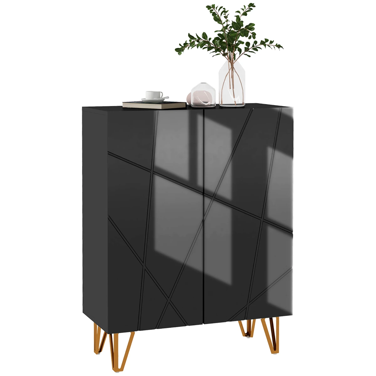 HOMCOM HOMCOM Shoe Storage Cabinet with Soft Close Hinges and Adjustable Shelves for Home Entryway - Shoe Storage
