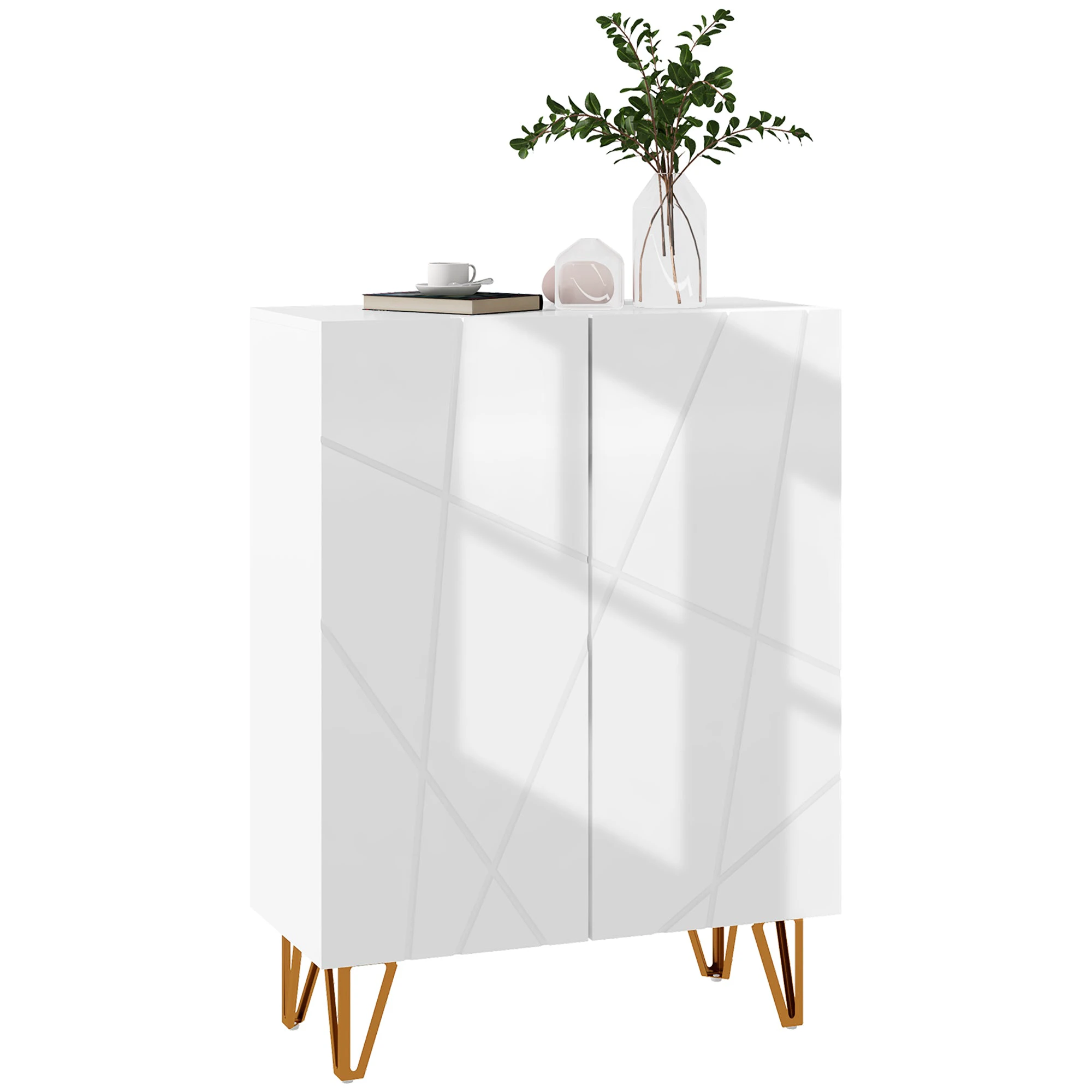 HOMCOM HOMCOM Shoe Storage Cabinet with Soft Close Hinges and Adjustable Shelves for Home Entryway - Shoe Storage