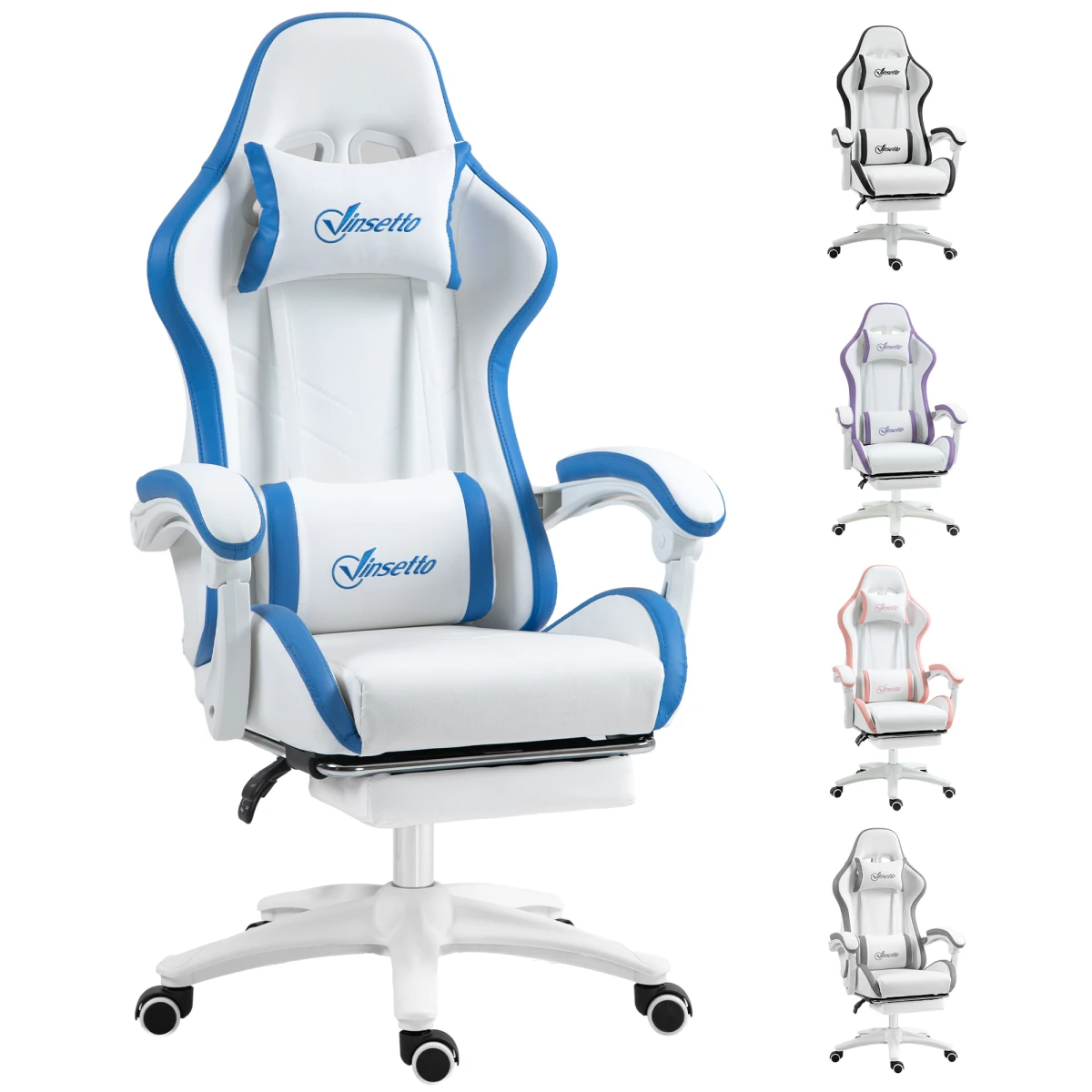 Vinsetto Vinsetto Racing Style Gaming Chair 45.5 to 53.5 cm Height Adjustment 135 Degree Recline Footrest for Gamers - Office Chair