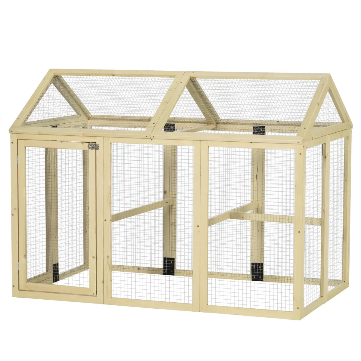 PawHut PawHut Chicken Run, Wooden Chicken Coop w/ Combinable Design-Natural Wood Finish - Chicken Coop