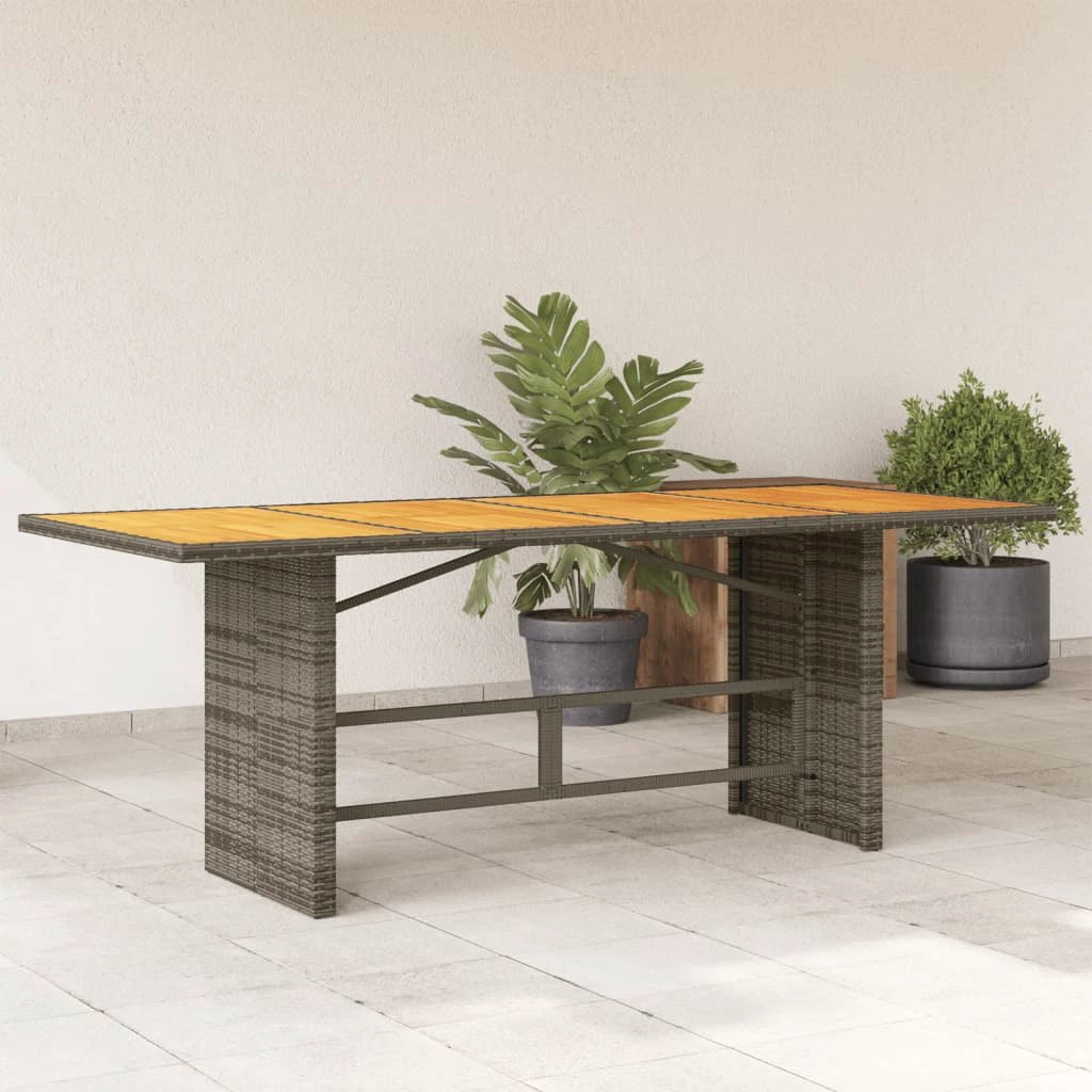 vidaXL Garden Table with Acacia Wood Top Grey 190x80x75 cm Poly Rattan by vidaXL