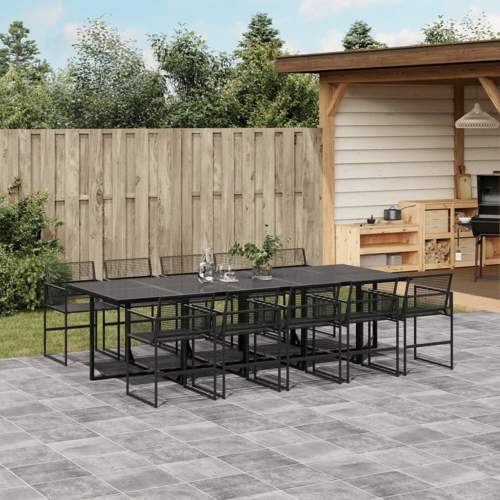 vidaXL vidaXL 5 Piece Garden Dining Set Black Poly Rattan - Uncategorized Garden Set