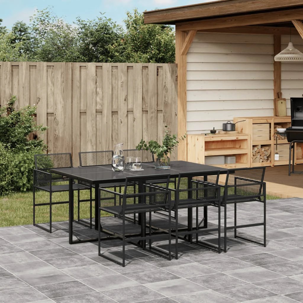 vidaXL vidaXL 5 Piece Garden Dining Set Black Poly Rattan - Uncategorized Garden Set