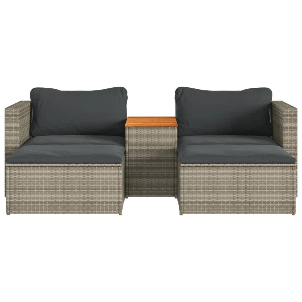 vidaXL vidaXL 5 Piece Garden Sofa Set with Cushions Black Poly Rattan Acacia - Garden Sofa Sets