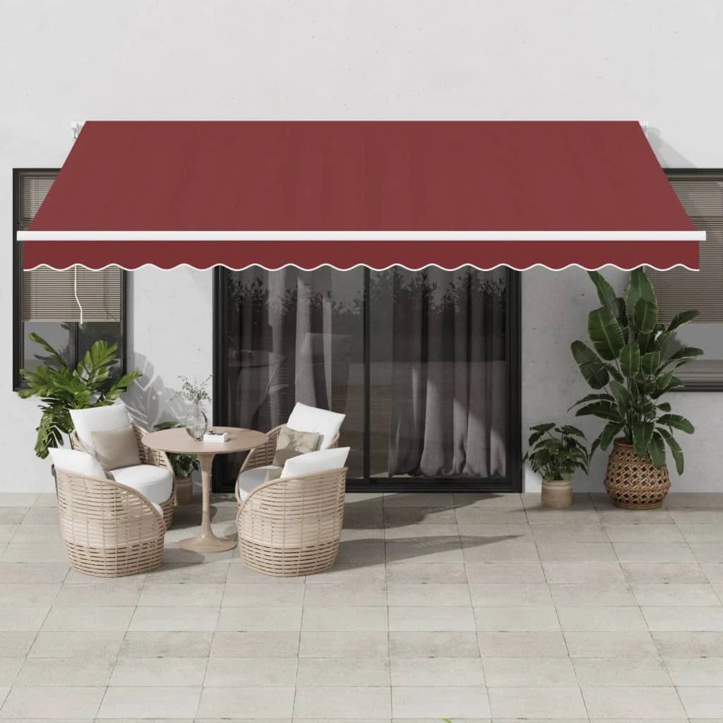 vidaXL VidaXL Manual Retractable Awning 400x350 Burgundy UV Resistant Patio Shade For Outdoors - Cover