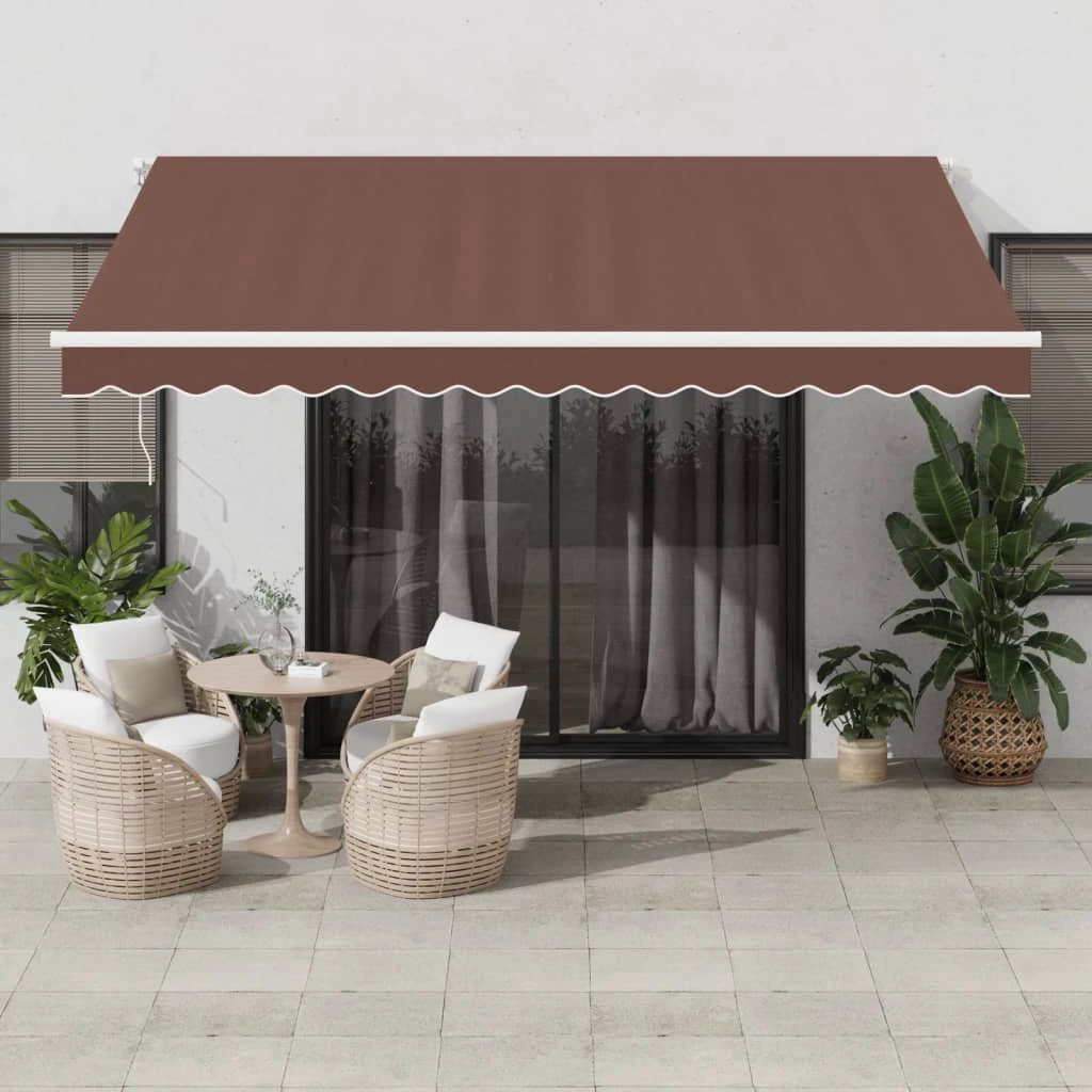 vidaXL VidaXL Manual Retractable Awning 400x350 Burgundy UV Resistant Patio Shade For Outdoors - Cover