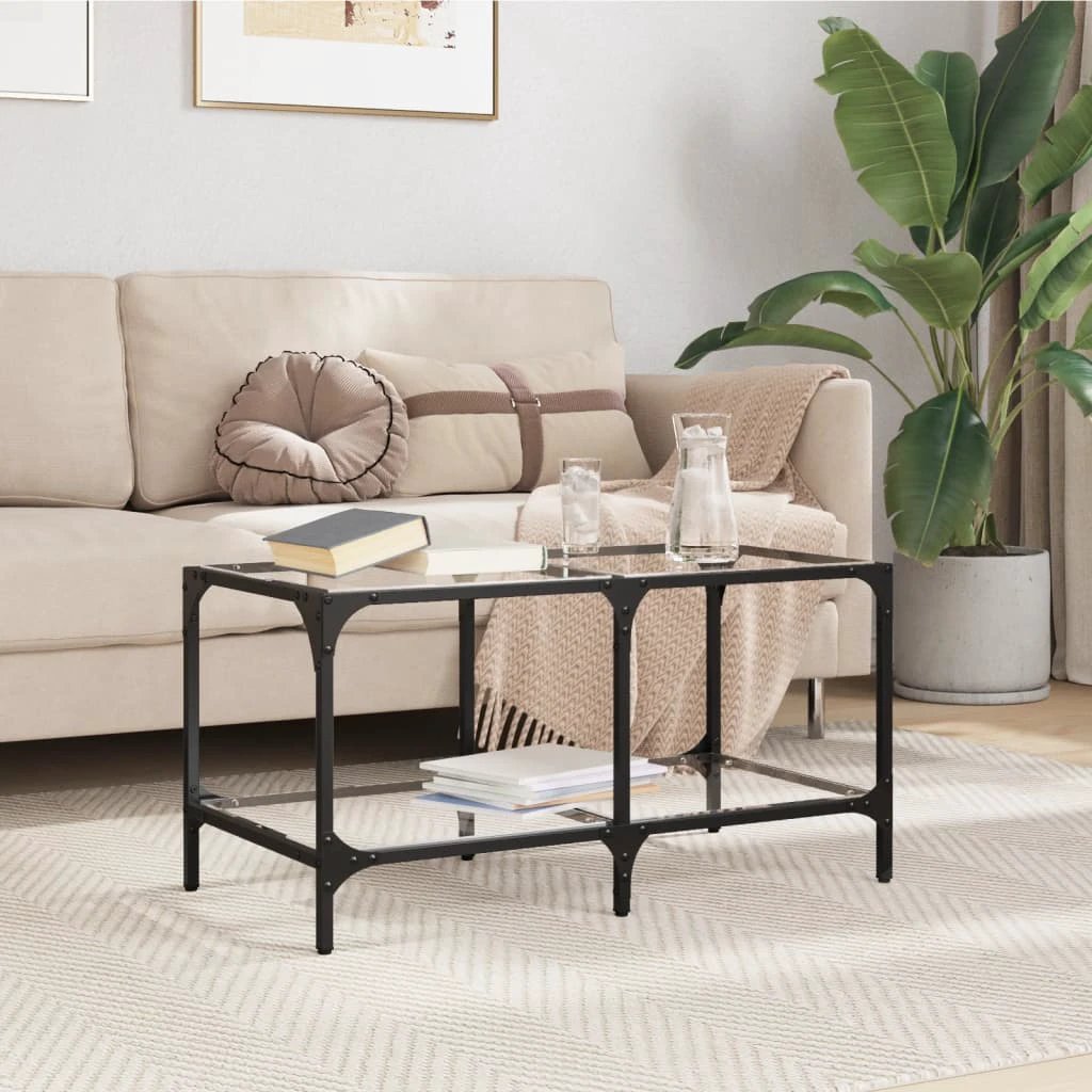 VidaXL Coffee Table 78.5x40x40cm Transparent Glass Top Home by vidaXL