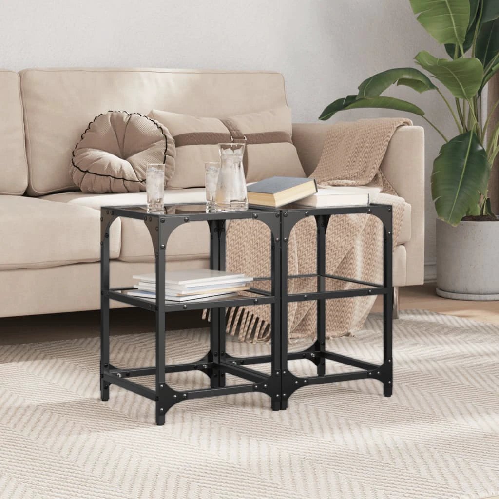VidaXL Coffee Table 30x30x45cm Clear Glass Top Living Room by vidaXL