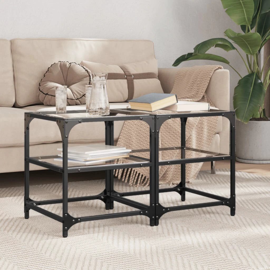 VidaXL Coffee Table 30x30x45cm Clear Glass Top Living Room by vidaXL