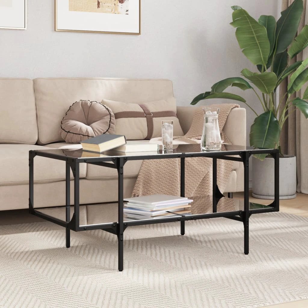 VidaXL Coffee Table 98.5 x 50 x 45 cm Glass Top Living Room by vidaXL
