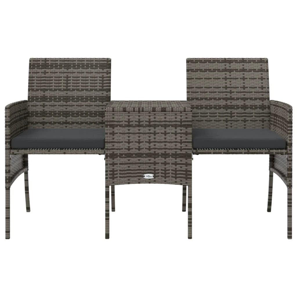 vidaXL Garden Sofa 2-Seater with Table and Stools Brown Poly Rattan by vidaXL