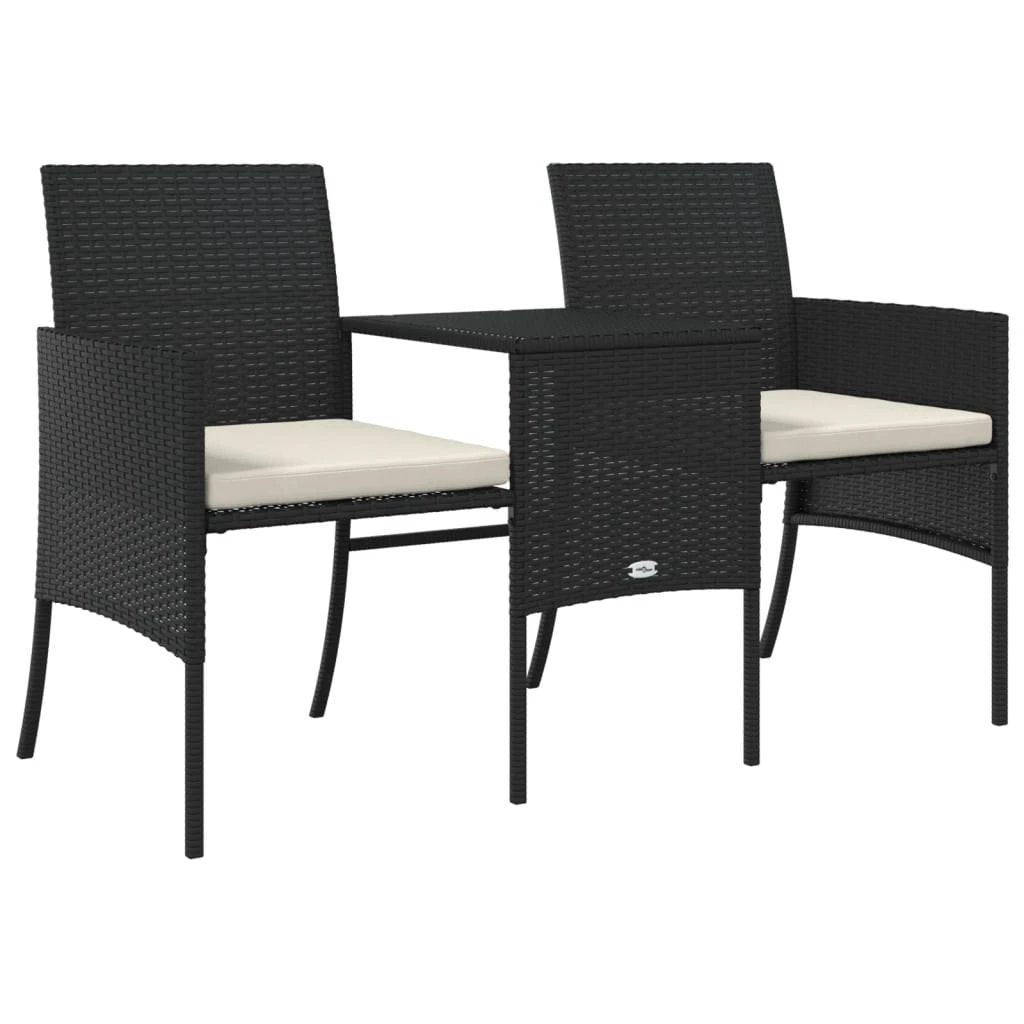 vidaXL Garden Sofa 2-Seater with Table and Stools Brown Poly Rattan by vidaXL