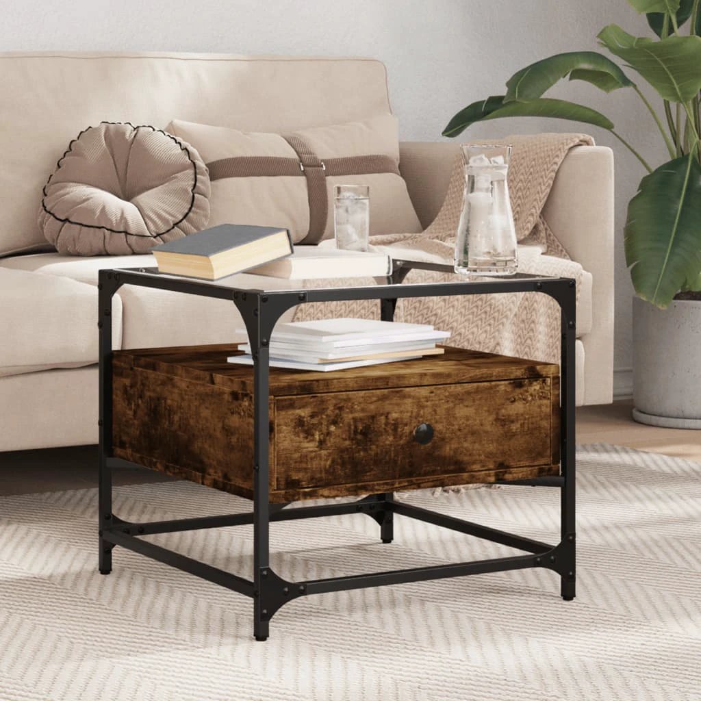 VidaXL Coffee Table 50x50x45 cm Glass Top Steel Living Room by vidaXL