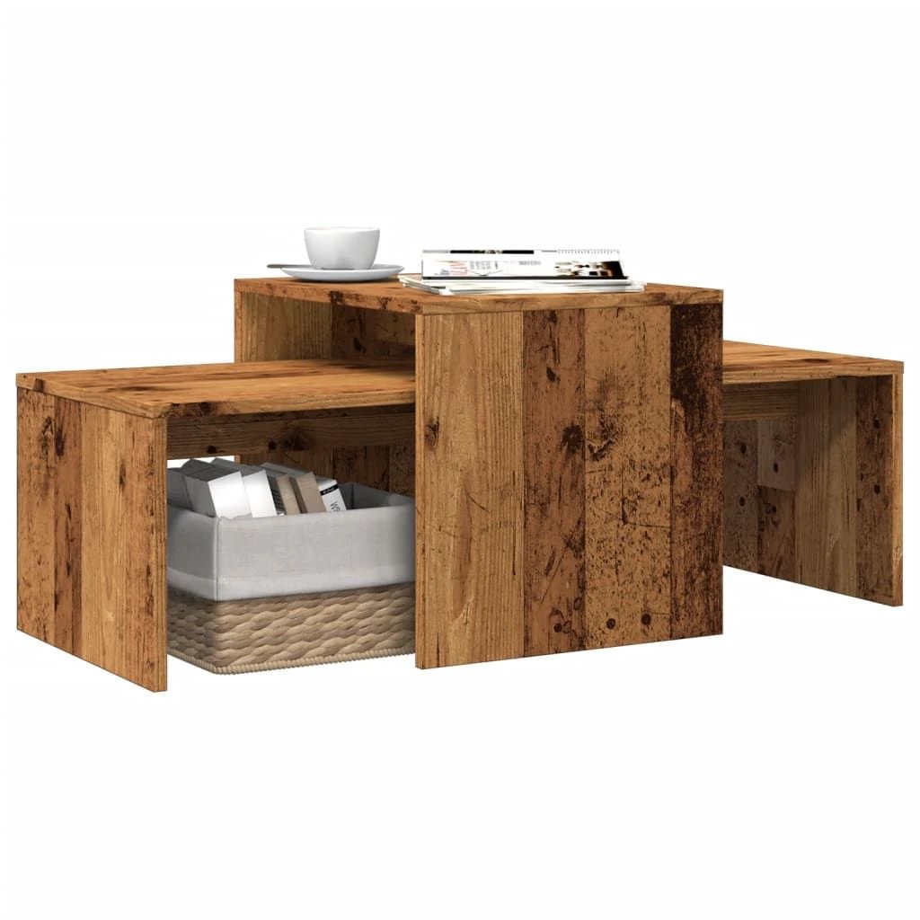 vidaXL vidaXL Coffee Table Set Smoked Oak 100x48x40 cm Engineered Wood Modern Living Room Decor - Coffee Table