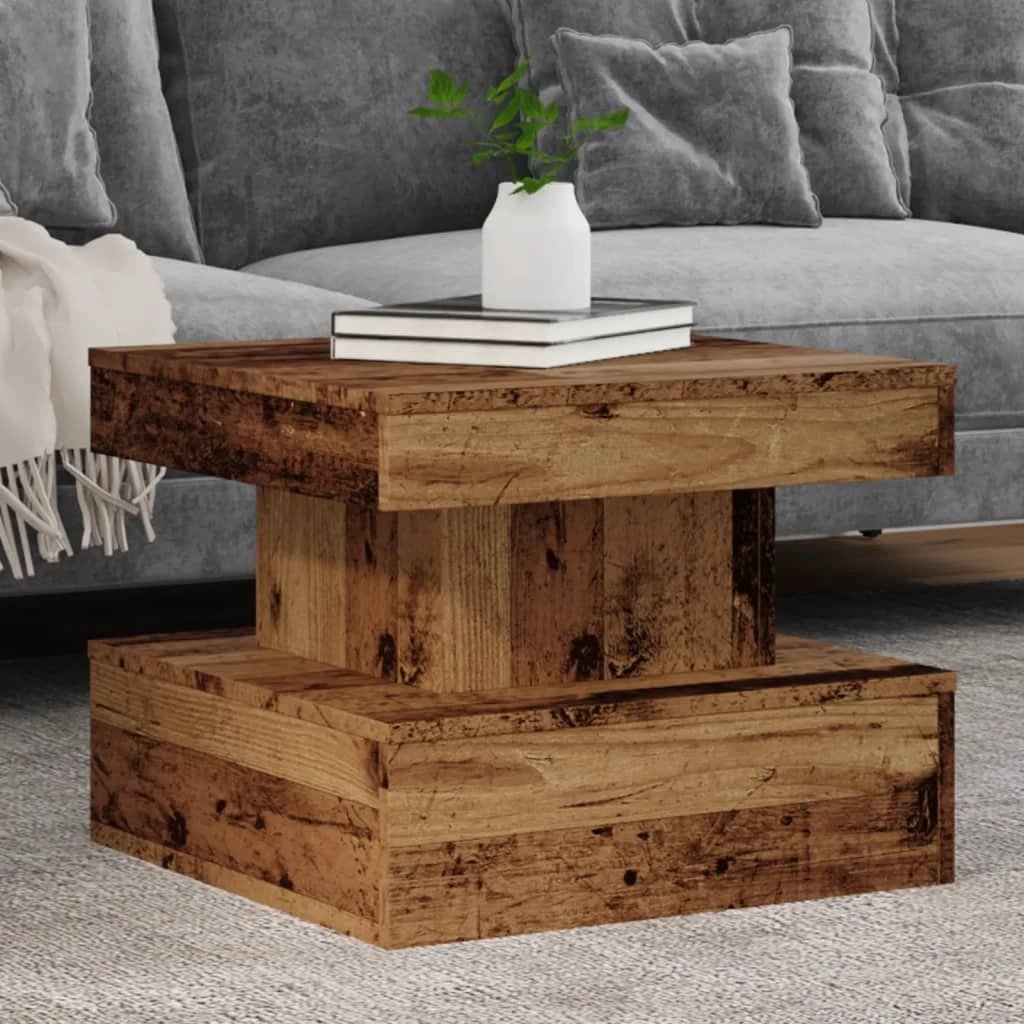 VidaXL Coffee Table 50x50x40 cm LED Lights Living Room by vidaXL