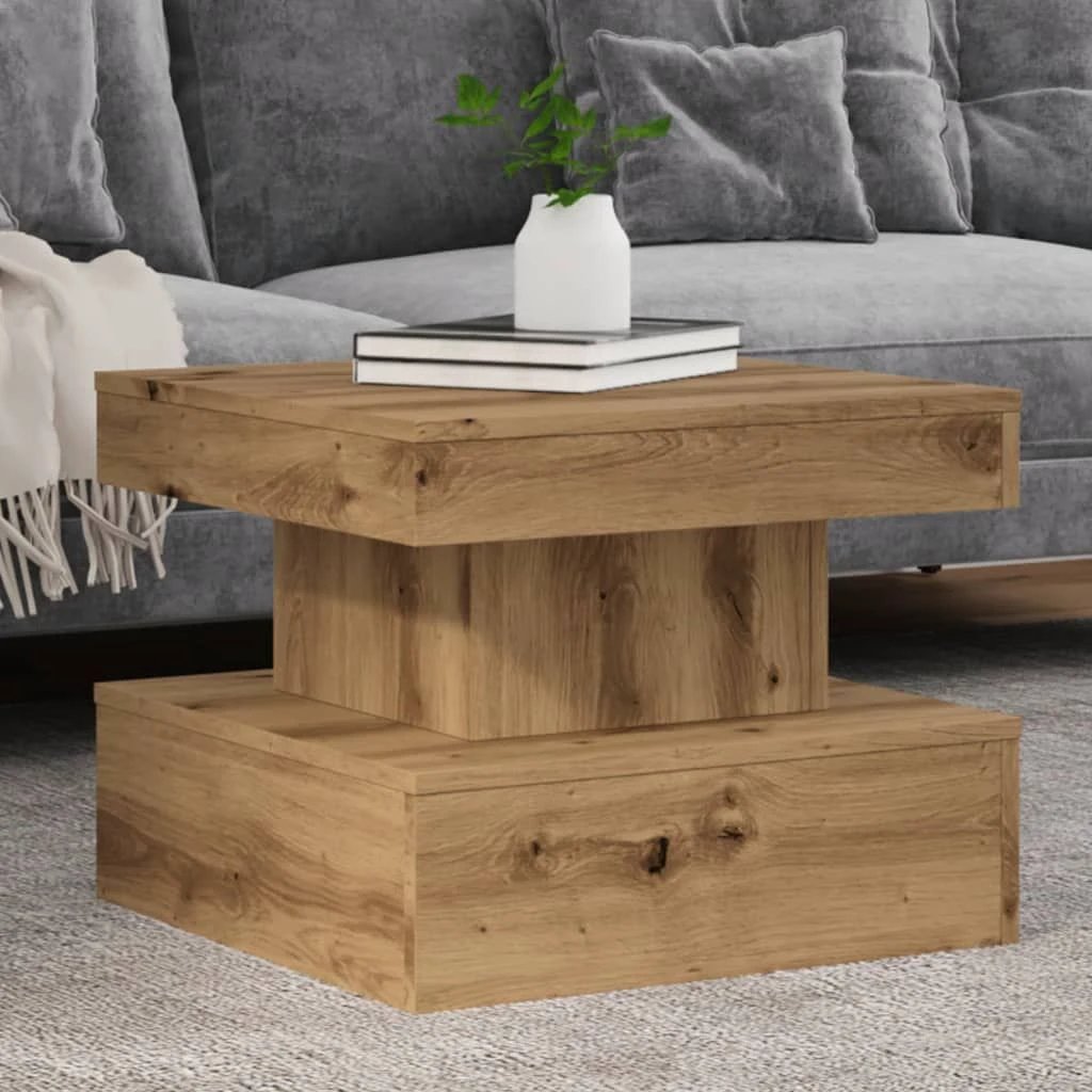 VidaXL Coffee Table 50x50x40 cm LED Lights Living Room by vidaXL