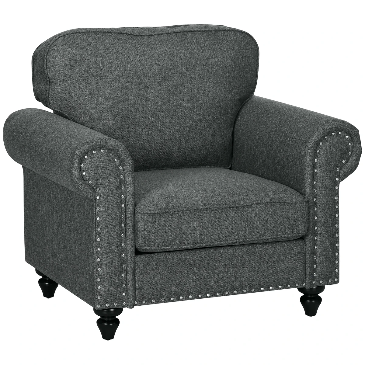Mid Century Armchair Upholstered With Wood Frame by PawHut