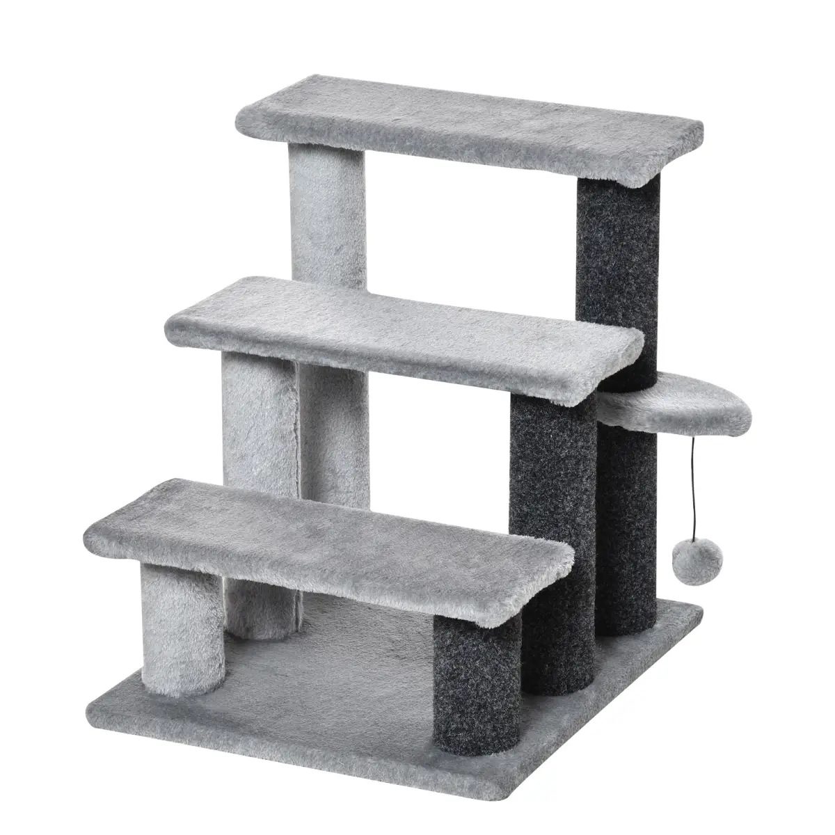PawHut PawHut Pet Stairs with 3-step Stair, Scratching Posts, Platforms, Toy Ball - Dog Steps