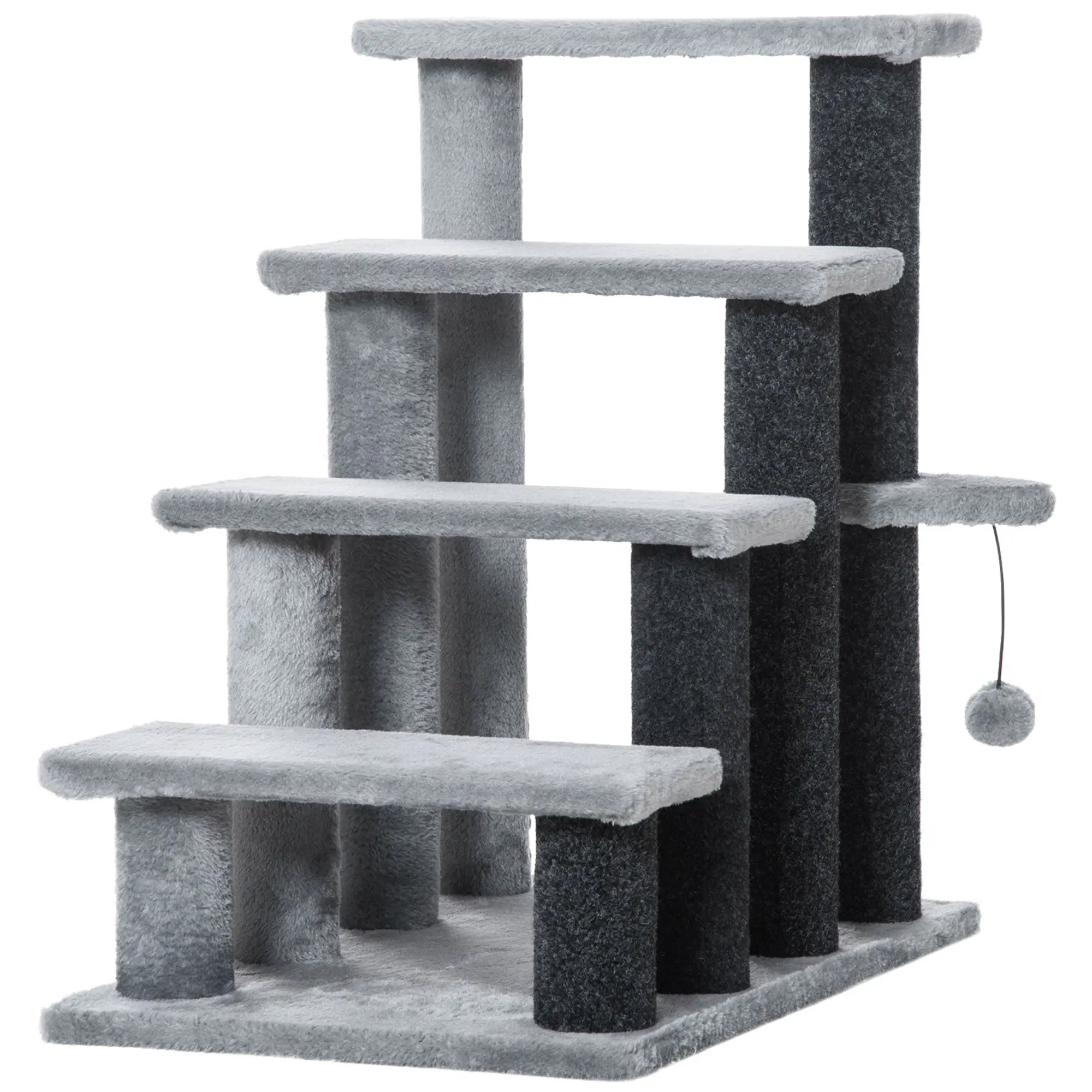 PawHut PawHut Pet Stairs with 3-step Stair, Scratching Posts, Platforms, Toy Ball - Dog Steps