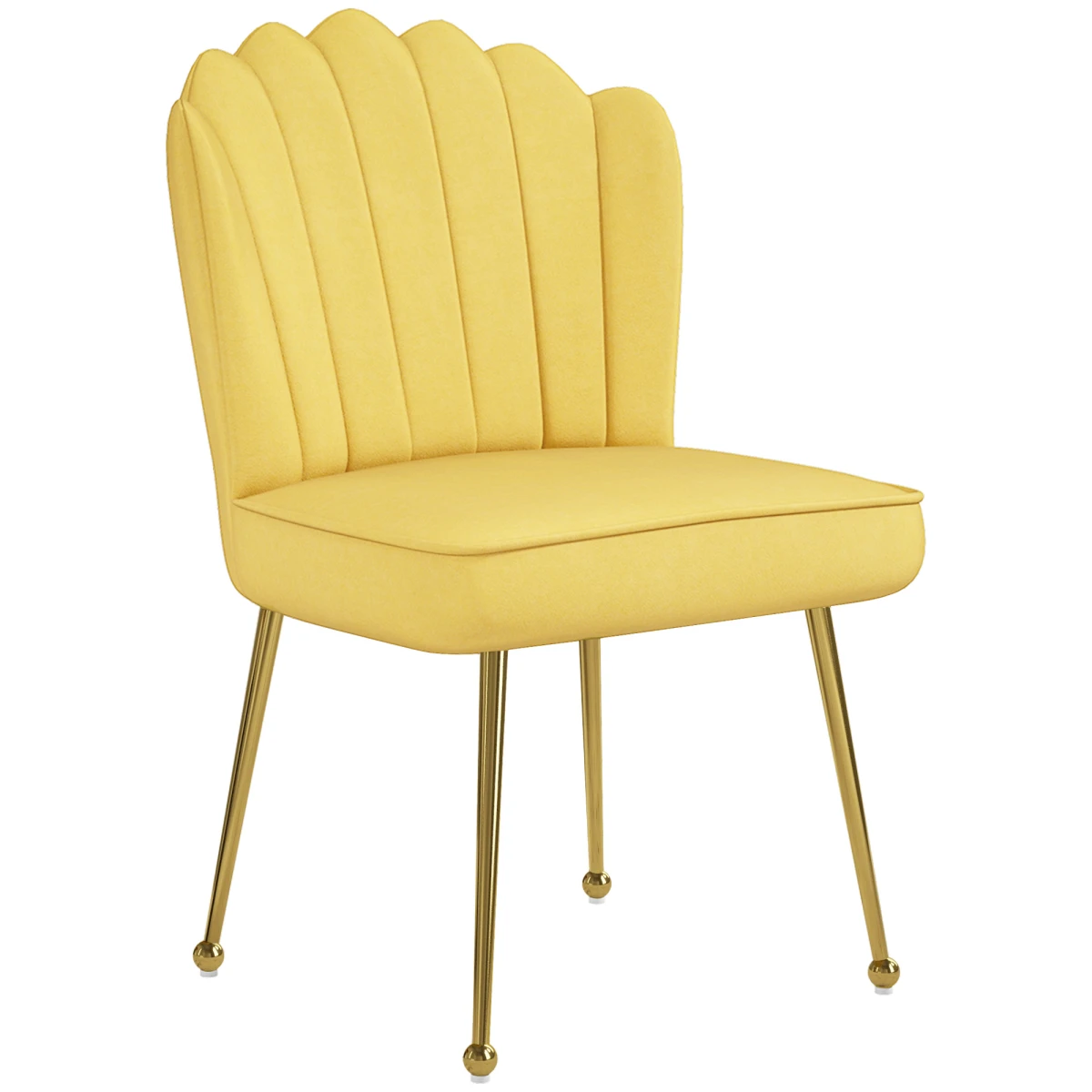 HOMCOM Velvet Shell Accent Chair With Gold Metal Legs Home - Accent Chair
