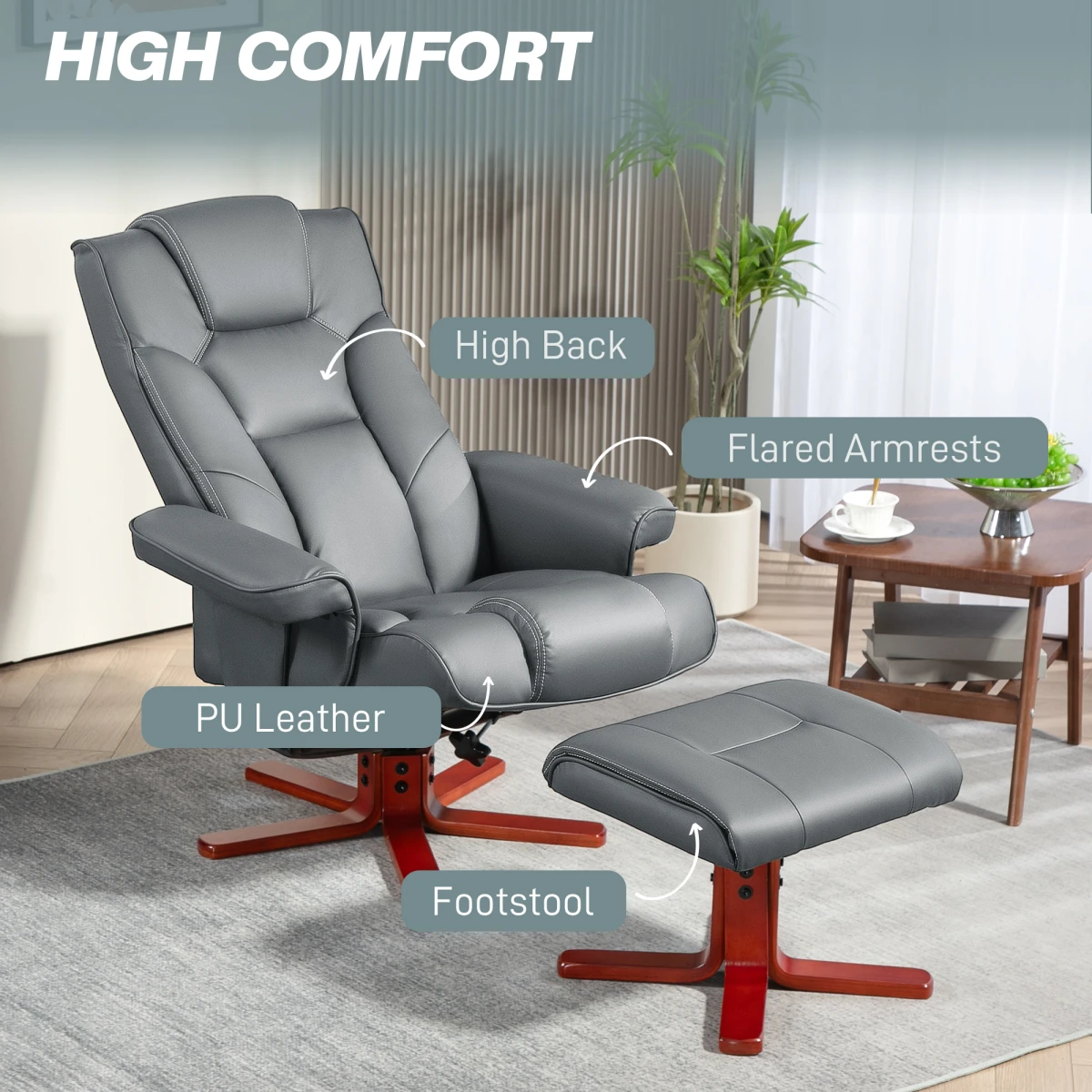 HOMCOM Reclining Armchair With Footstool For Living Room by HOMCOM