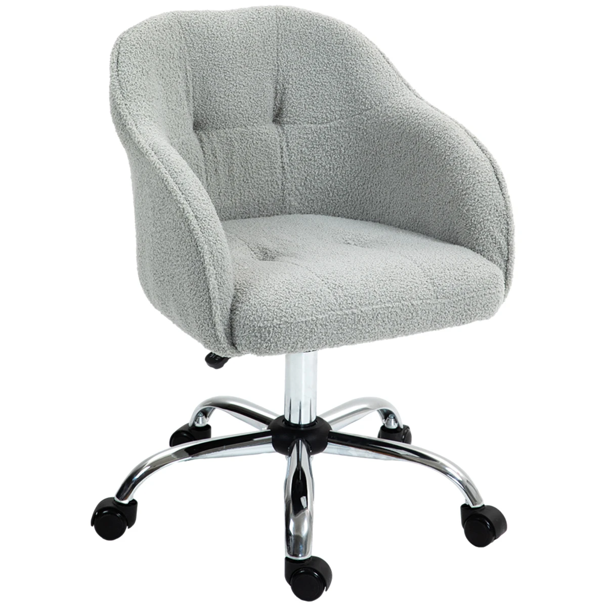 HOMCOM HOMCOM Fluffy Vanity Chair 46-56cm Height Adjustable Tilt Swivel With Wheels For Desk - Office Chair