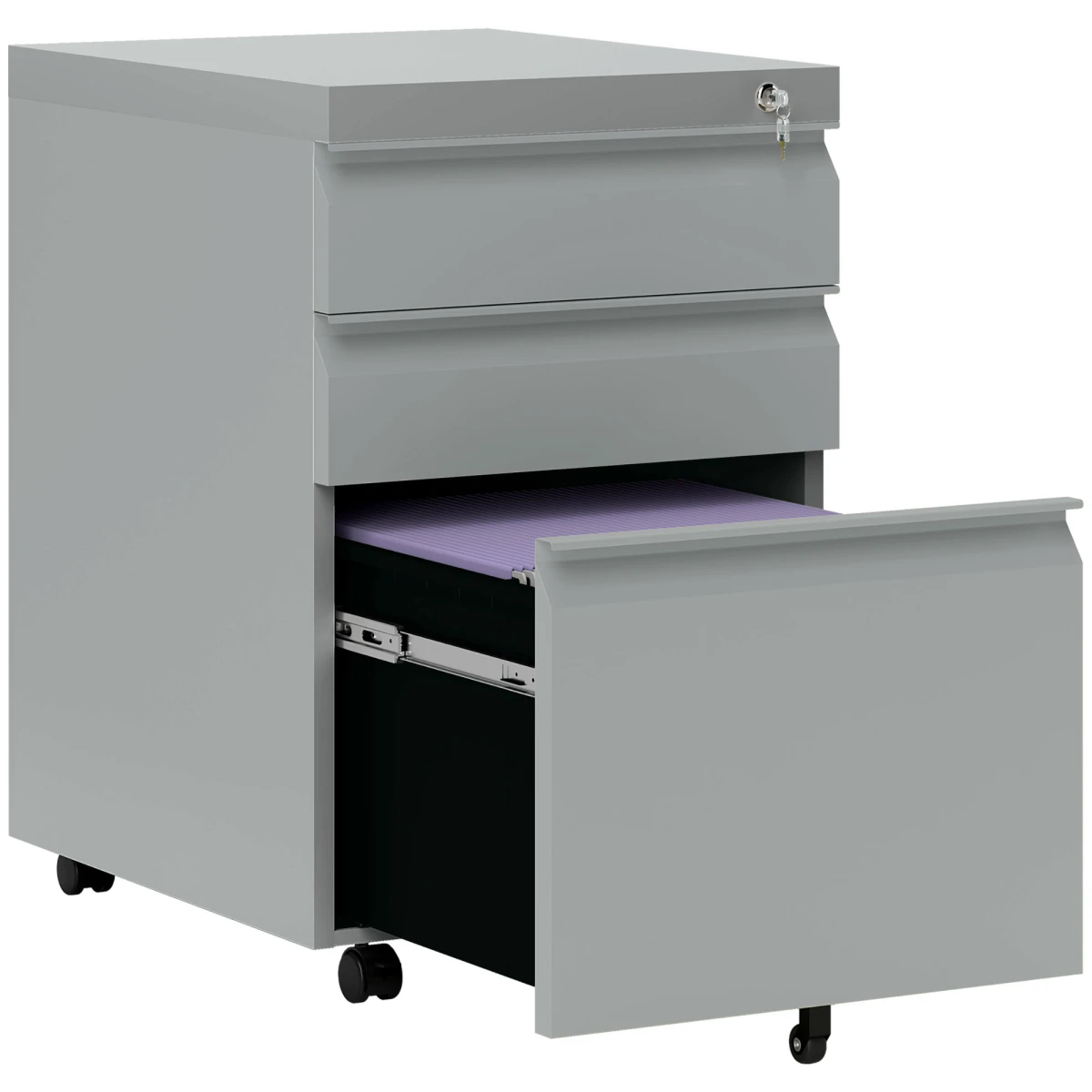 Vinsetto Vinsetto 3 Drawer File Cabinet Lockable Office - Filing Cabinet