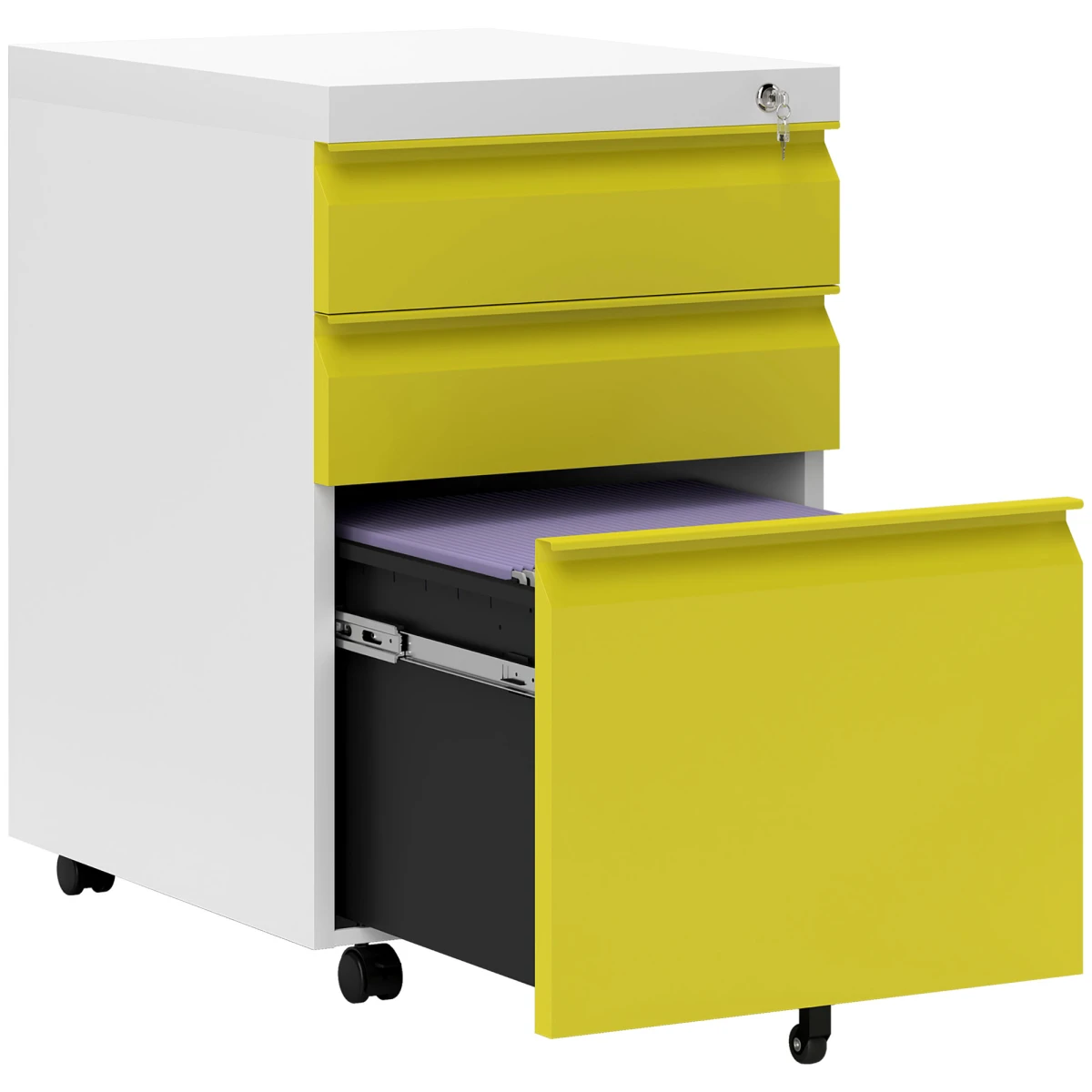 Vinsetto Vinsetto 3 Drawer File Cabinet Lockable Office - Filing Cabinet