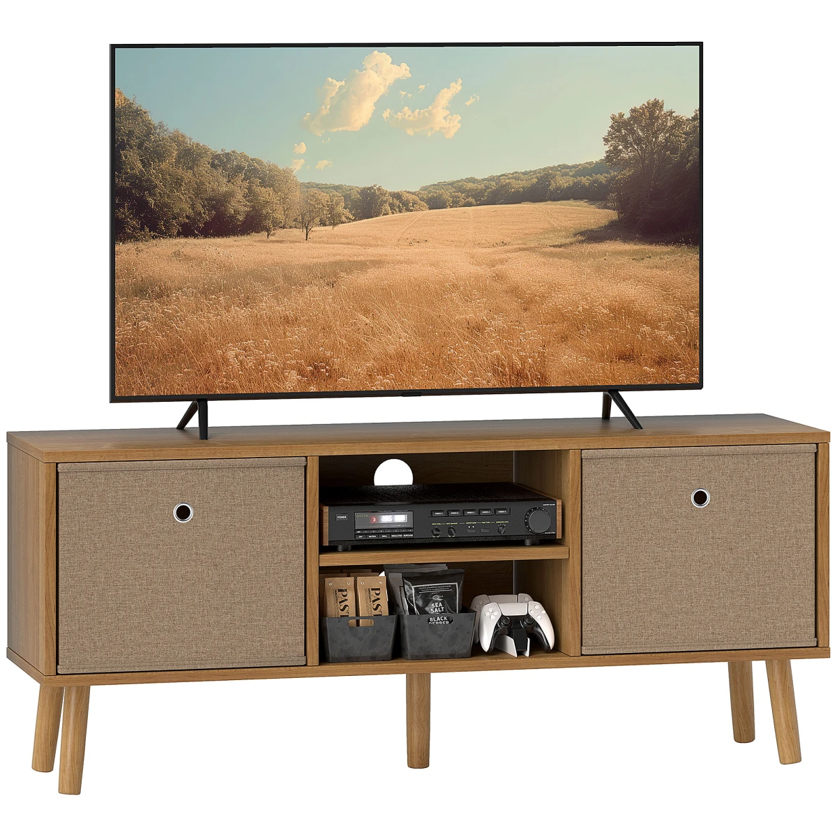 HOMCOM HOMCOM TV Cabinet With Removable Fabric Drawers Bedroom - TV Unit