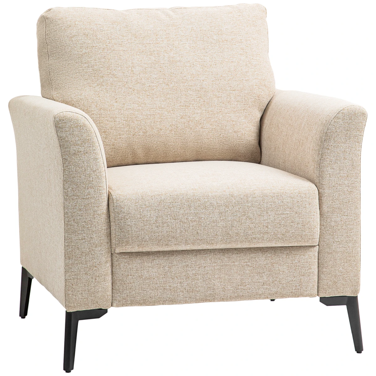 HOMCOM Accent Chair Medium Linen Fabric With Wood Frame And Metal Legs High Density Cushions For Living Room by HOMCOM