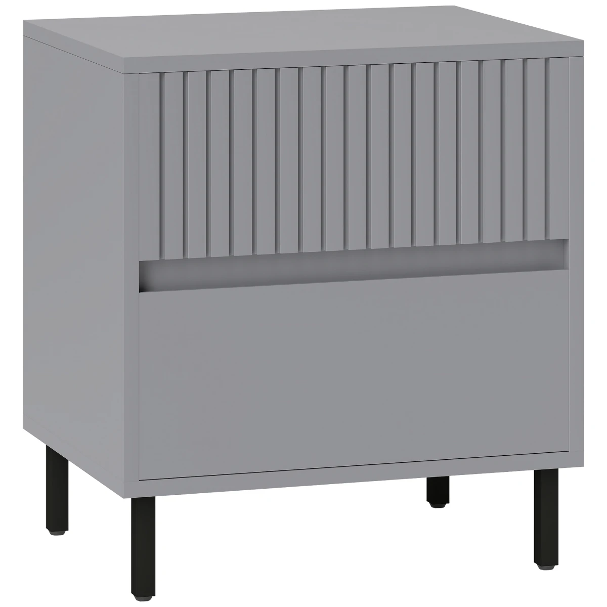 HOMCOM Bedside Table 2-Drawers Steel Legs Bedroom - Bedside Table