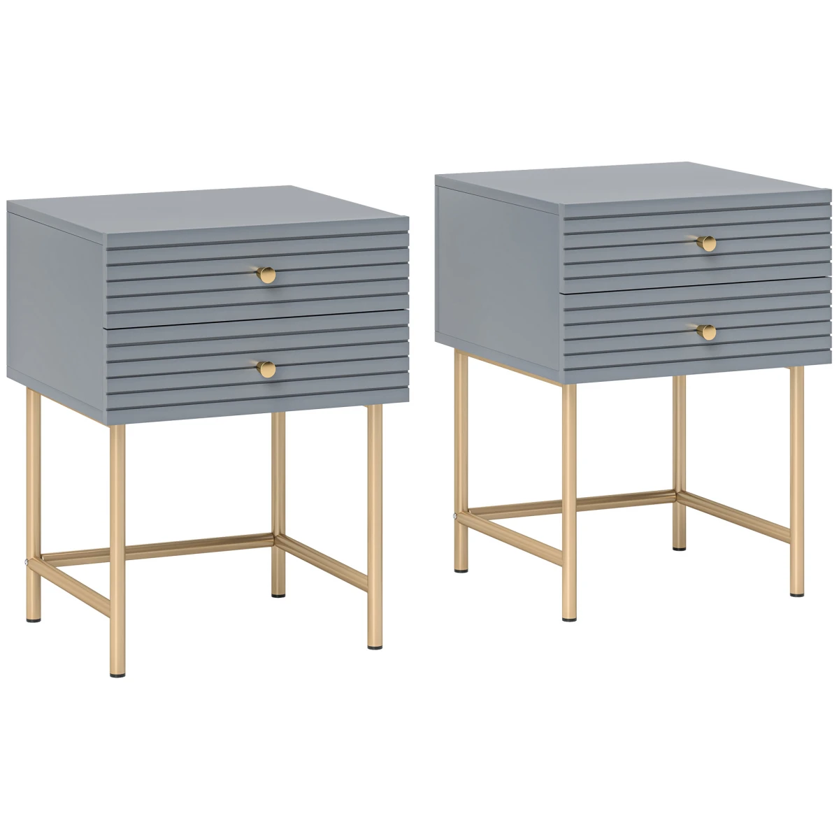 HOMCOM Bedside Tables Set Of 2 2 Drawers Bedroom by HOMCOM