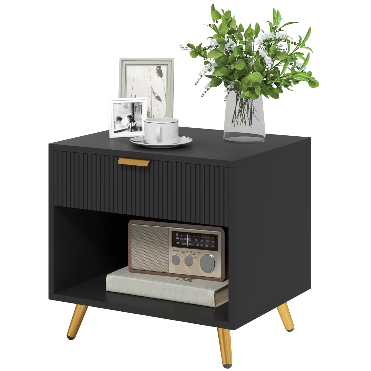 HOMCOM Side Table Small Drawer Nightstand by HOMCOM