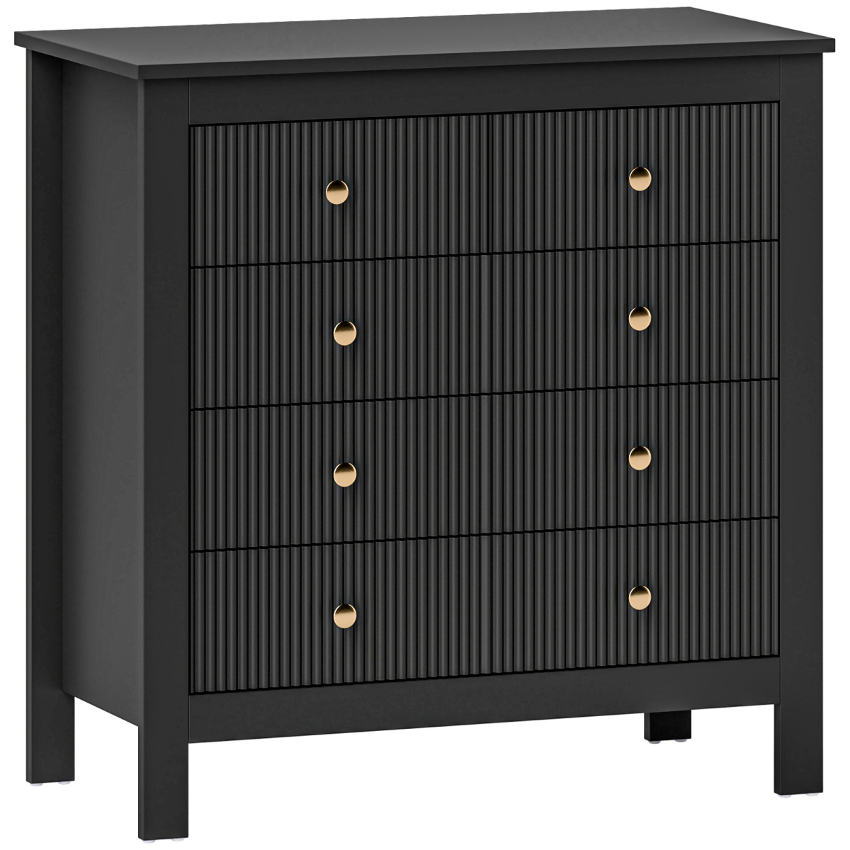 HOMCOM HOMCOM Fluted 5 Drawer Chest Dresser With Gold Tone Handles Anti Tip Design For Bedroom Organization - Chest of Drawers