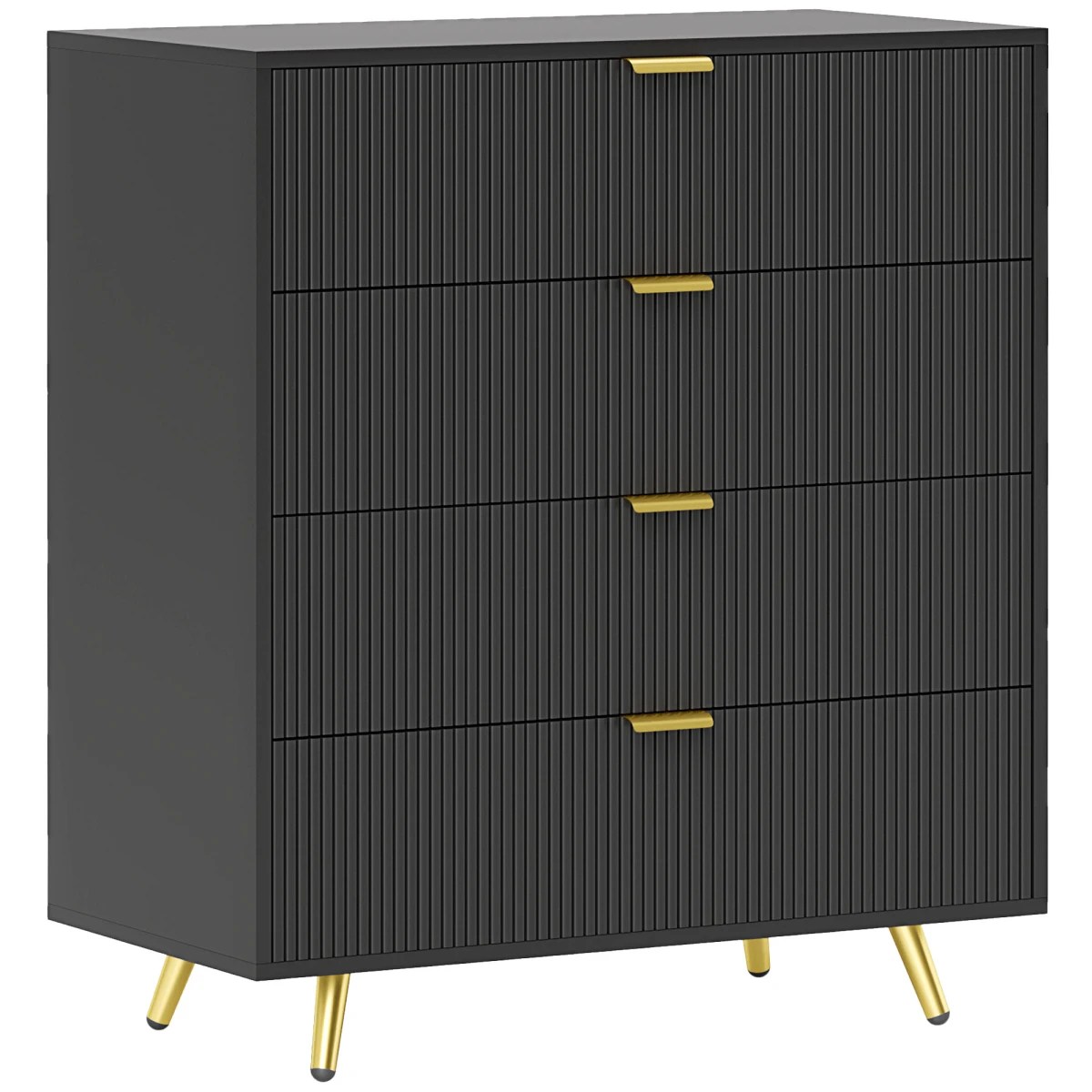 HOMCOM HOMCOM Chest Of Drawers 4-Drawer Standard Size Anti-Tipping Straps Gold Handles Bedroom Storage - Chest of Drawers
