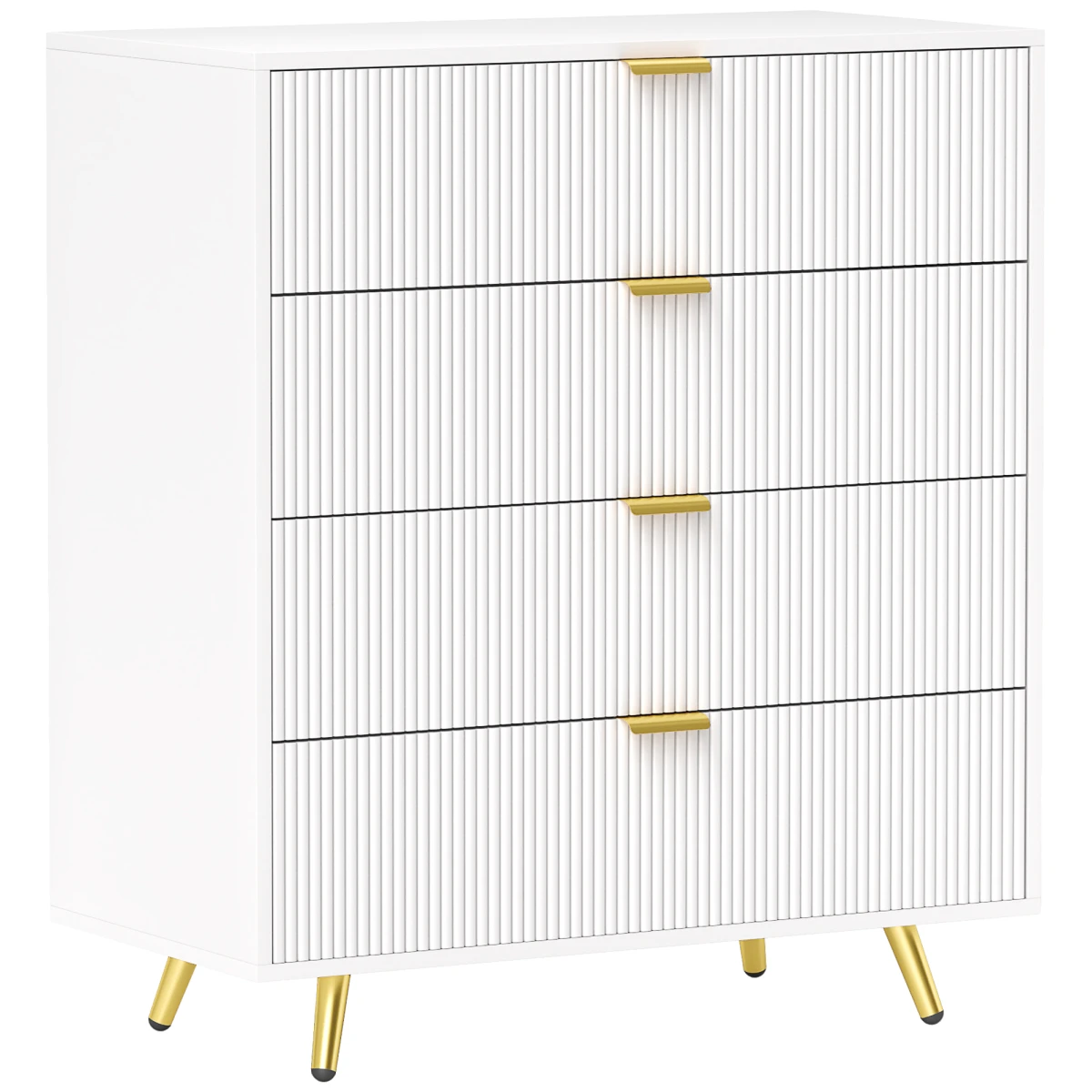 HOMCOM HOMCOM Chest Of Drawers 4-Drawer Standard Size Anti-Tipping Straps Gold Handles Bedroom Storage - Chest of Drawers