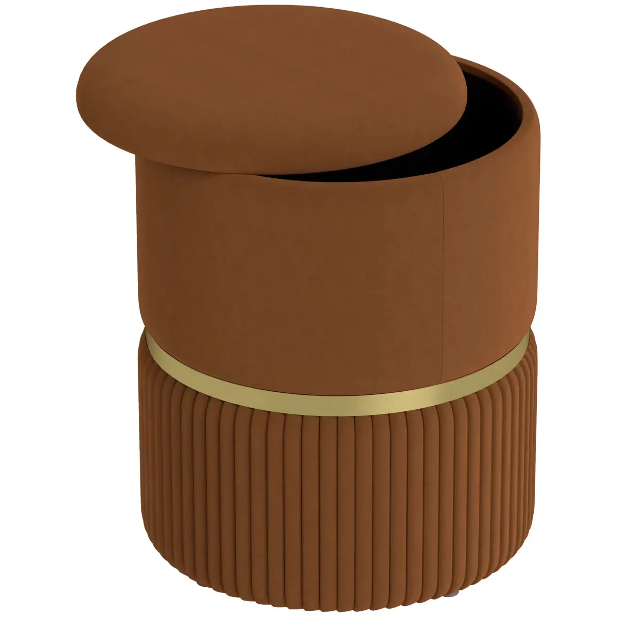 HOMCOM HOMCOM Round Pouffe, Storage Footstool with Cushioned Top - Footstool