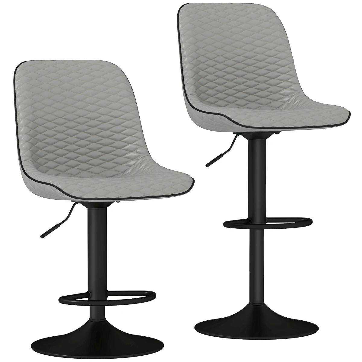 Homcom Bar Stools 58-82cm Swivel Tufted Kitchen by HOMCOM