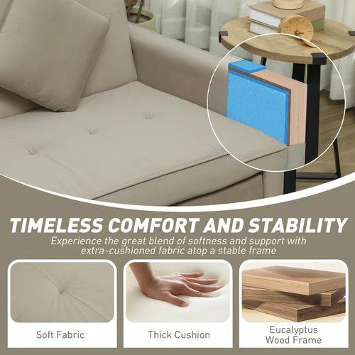 HOMCOM Reversible L-Shaped Sectional Sofa Bed with Eucalyptus Wood Frame and Velvet Upholstery for Small Space Living by HOMCOM
