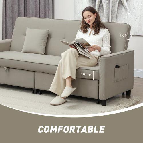 HOMCOM Reversible L-Shaped Sectional Sofa Bed with Eucalyptus Wood Frame and Velvet Upholstery for Small Space Living by HOMCOM