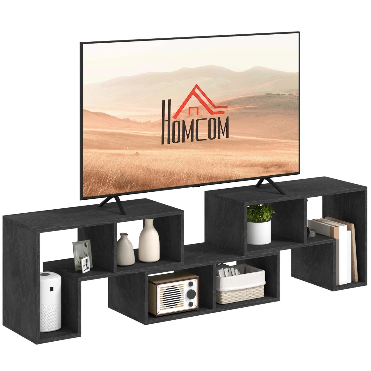 HOMCOM TV Unit Extendable 134-180cm With Open Shelves by HOMCOM